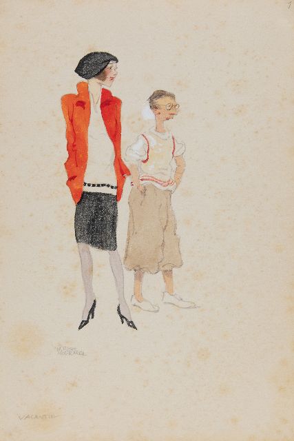 Herman Moerkerk | Vacation, pencil and watercolour on paper, 25.5 x 17.1 cm, signed l.l.