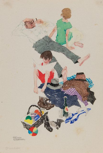 Moerkerk H.A.J.M.  | Still life, pencil and watercolour on paper 25.5 x 17.1 cm, signed l.l.