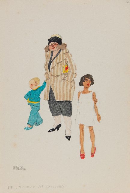 Herman Moerkerk | The Miss from Hamburg, pencil and watercolour on paper, 25.5 x 17.1 cm, signed l.l.