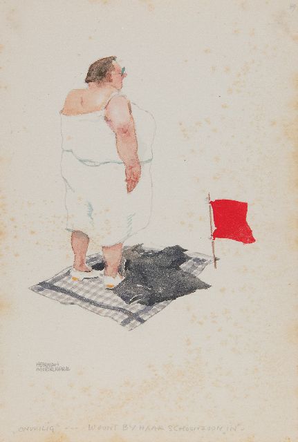 Herman Moerkerk | 'Unsafe'... Lives with her son-in-law 'in', pencil and watercolour on paper, 25.5 x 17.1 cm, signed l.l.