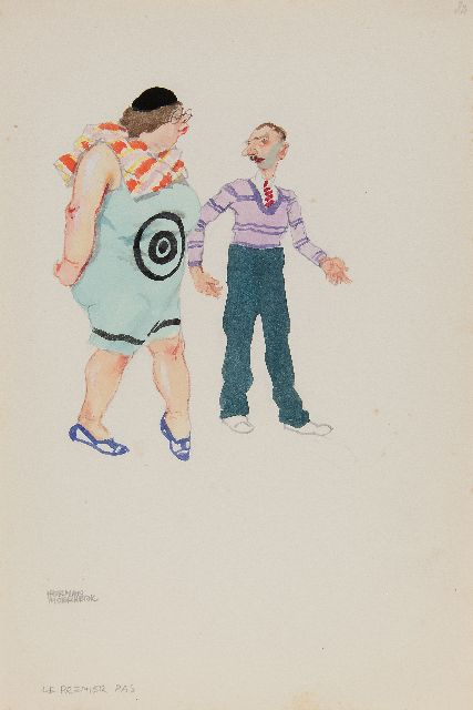 Moerkerk H.A.J.M.  | The first steps, pencil and watercolour on paper 25.6 x 17.1 cm, signed l.l.