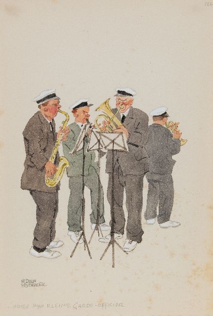Moerkerk H.A.J.M.  | ...Goodbye my little guard officer, pencil and watercolour on paper 25.6 x 17.2 cm, signed l.l.