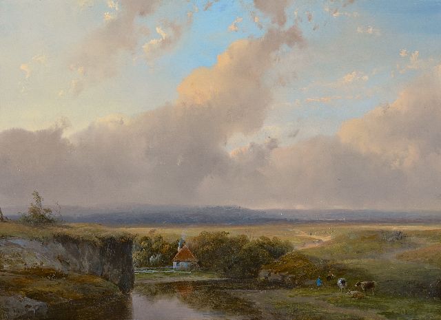 Schelfhout A.  | A river valley and watermill, oil on panel 23.3 x 31.5 cm, signed l.l.