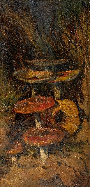 Goedvriend Th.F.  | Fly agarics, oil on board 63.1 x 32.8 cm, signed l.r.