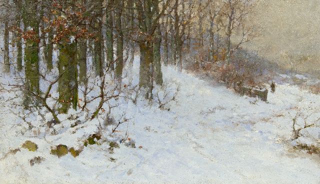 Eickelberg W.H.  | Figure in a snowy landscape, oil on canvas 59.8 x 102.2 cm, without frame