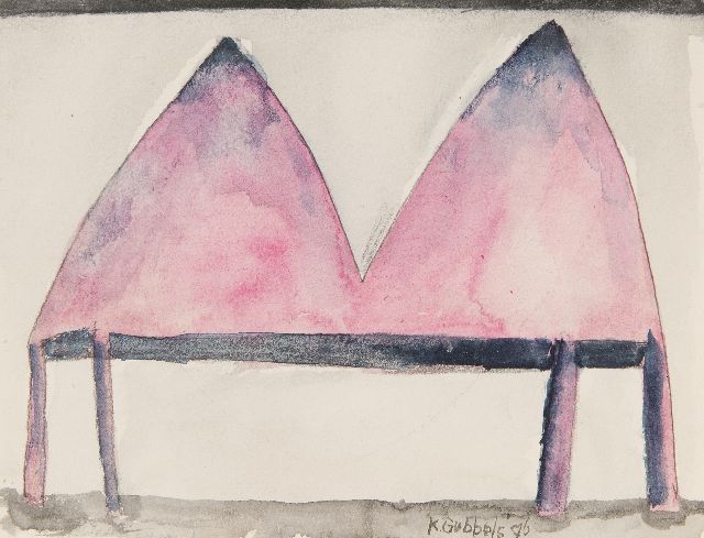 Gubbels K.  | Table, crayon and watercolour on paper 12.5 x 16.2 cm, signed l.r. and dated '76