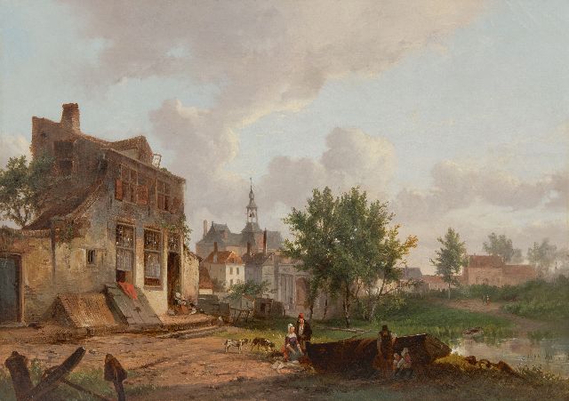 Pelgrom J.  | The outskirts of a Dutch town, oil on canvas 44.2 x 63.1 cm, signed l.l.