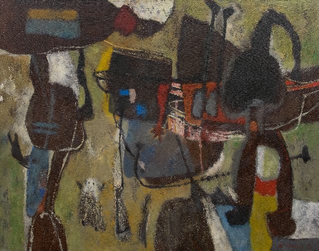 Wagemaker A.B.  | Donkere figuren (Dark figures), oil on canvas 106.4 x 130.3 cm, signed l.r. and dated '54