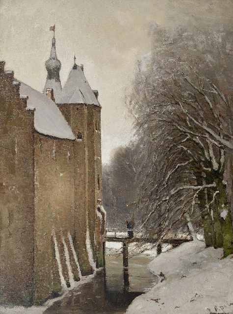 Louis Apol | The castle of Doorwerth in winter, oil on canvas, 108.2 x 81.2 cm, signed l.r.