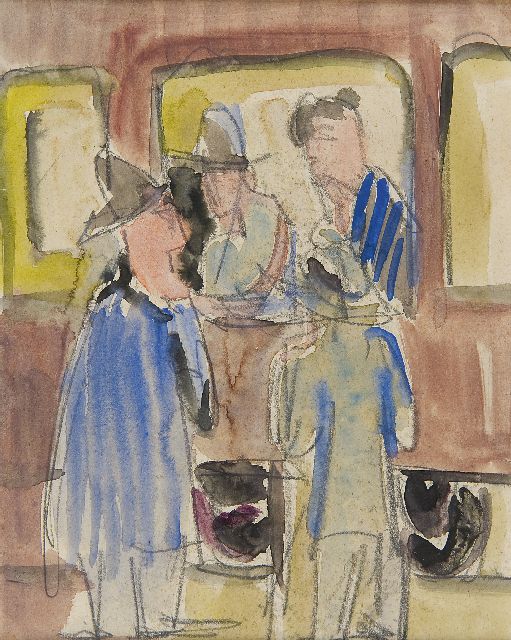 Ernst Ludwig Kirchner | Afscheid op het station, potlood en aquarel op papier, 20,8 x 16,6 cm