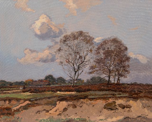 Elsinga J.  | Veluwe landscape near Ede, Nieuw Reemst., oil on canvas 46.4 x 56.3 cm, signed l.r. and dated 1943