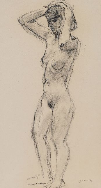 Johan Dijkstra | Female nude, chalk on paper, 51.3 x 31.1 cm, signed l.r.