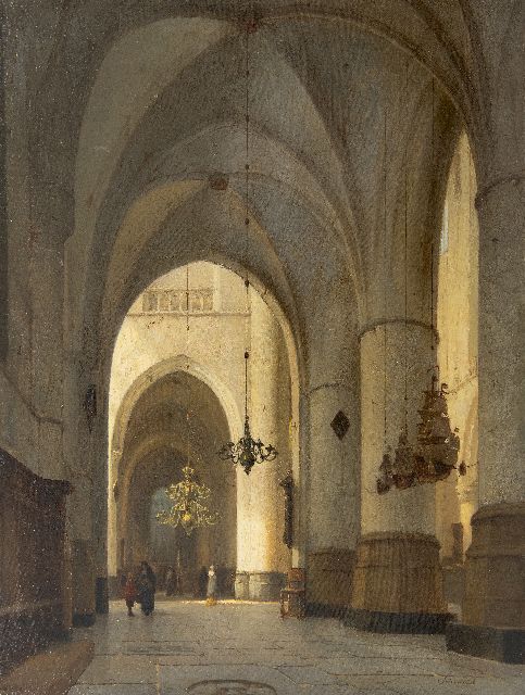 Schenkel J.J.  | Interior of the St. Bavo Church, Haarlem, oil on panel 59.9 x 46.1 cm, signed l.r.