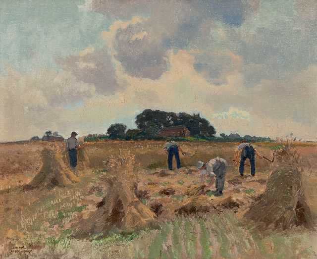 Elsinga J.  | Harvest time, oil on canvas 46.1 x 56.1 cm, signed l.l. and dated Aug 1942