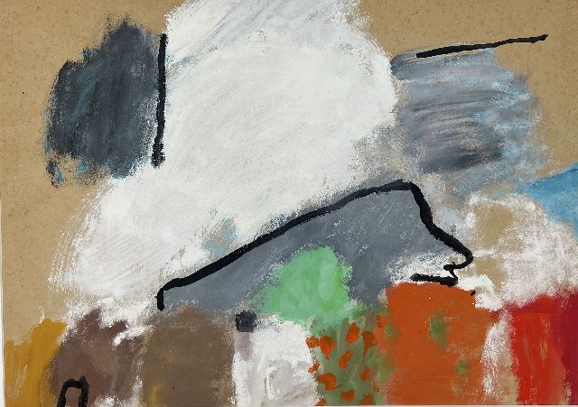 Eugène Brands | Landschap met wolkenlucht (Landscape with cloudy sky), gouache on paper, 67.4 x 91.0 cm, signed on the reverse and dated on the reverse 16.I.1971