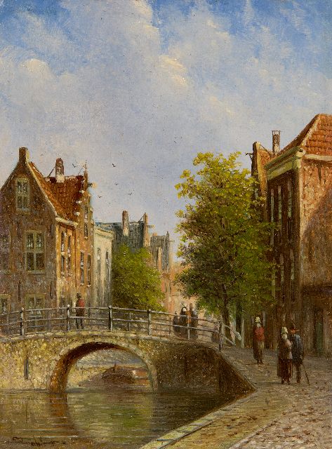 Spohler J.F.  | Old Dutch cityscape, oil on panel 11.9 x 8.9 cm, signed l.l.