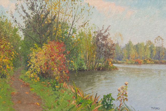 Dekker H.N.  | River bank in autumn, oil on canvas 40.3 x 60.2 cm, signed l.r.