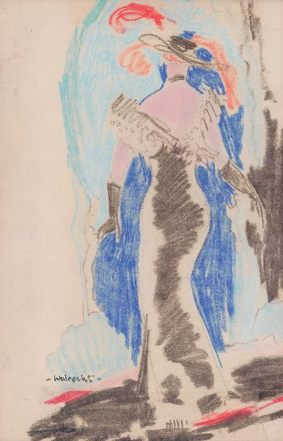 Walrecht B.H.D.  | Fashionable woman, pastel on paper 32.9 x 21.6 cm, signed l.l.