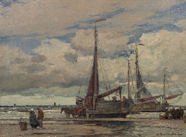 Wilhem Hambüchen | The arrival of the fleet, oil on canvas, 60.2 x 80.4 cm, signed l.r.
