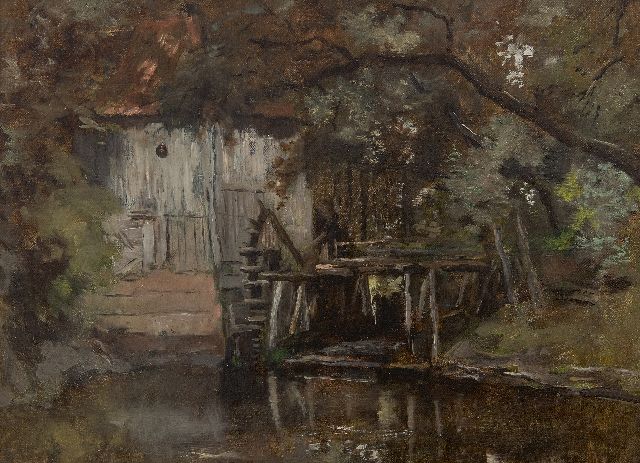 Essen J.C. van | De watermolen bij kasteel Vorden, olieverf op doek 27,3 x 36,5 cm, gesigneerd verso en verso gedateerd 1898