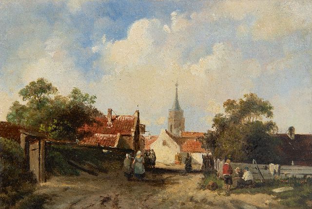 Charles Leickert | View in a Dutch village, oil on panel, 12.8 x 18.9 cm, signed l.r. with initials