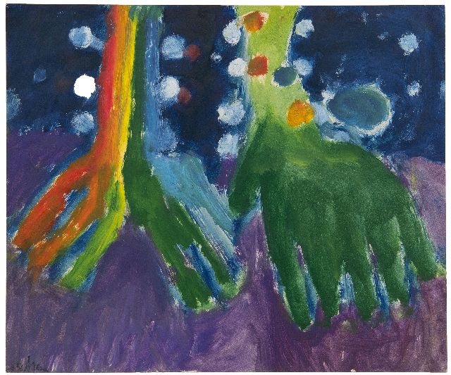 Brands E.A.M.  | '1000 sterren boven het bos' (1000 stars above the forest), gouache on paper 44.3 x 49.6 cm, signed l.l. and dated 4.56