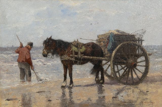 Scherrewitz J.F.C.  | Shell fisherman on the beach, oil on canvas 57.7 x 86.4 cm, signed l.r.