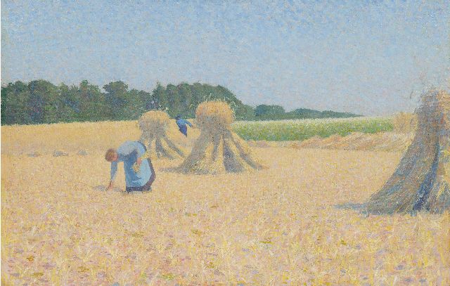 Hart Nibbrig F.  | Gleaner working the field, oil on canvas 39.2 x 60.4 cm