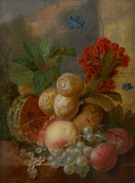 Morel I J.E.  | Fruit still life, oil on panel 36.8 x 27.4 cm, signed l.r.