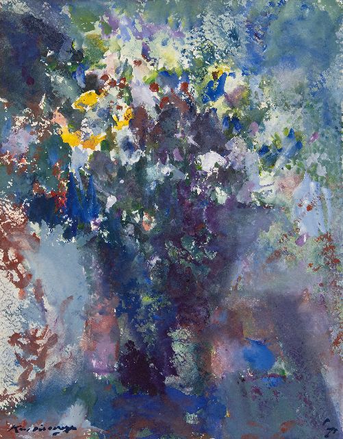 Verwey K.  | Still life with flowers, watercolour on paper 51.0 x 40.5 cm, signed l.l. and dated '75