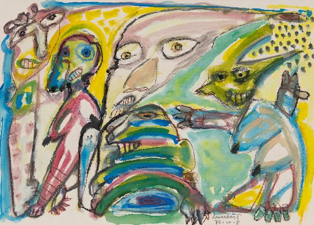 Lucebert | Untitled, gouache on paper, 49.7 x 56.6 cm, signed l.r. and dated 75. IX. 5