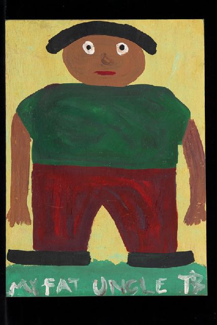 Tim Brown | My fat uncle, acryl op paneel, 40,0 x 29,0 cm, gesigneerd r.o. met initialen