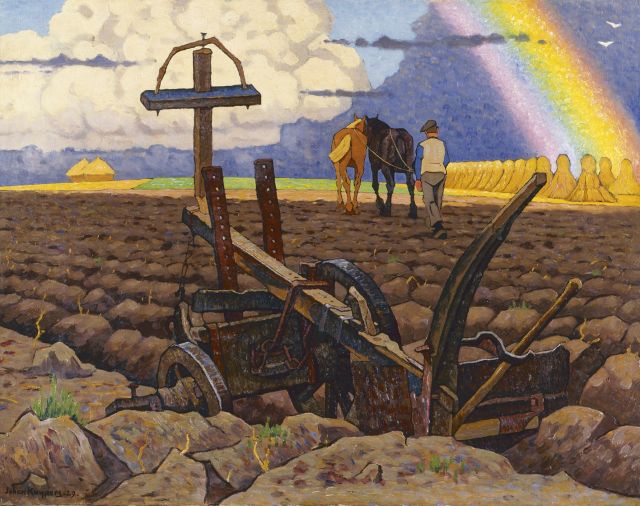 Kuijpers J.C.E.  | Ploughing the fields, oil on canvas 58.5 x 74.7 cm, signed l.l. and dated '29