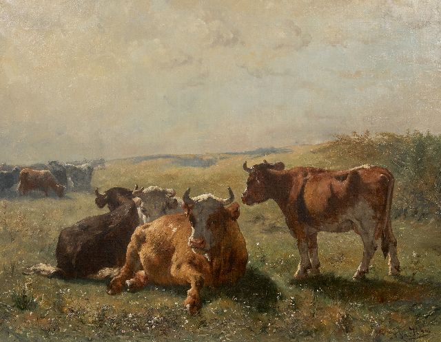 Jan de Haas | Summer landscape with cattle, oil on canvas, 69.5 x 89.7 cm, signed l.r.