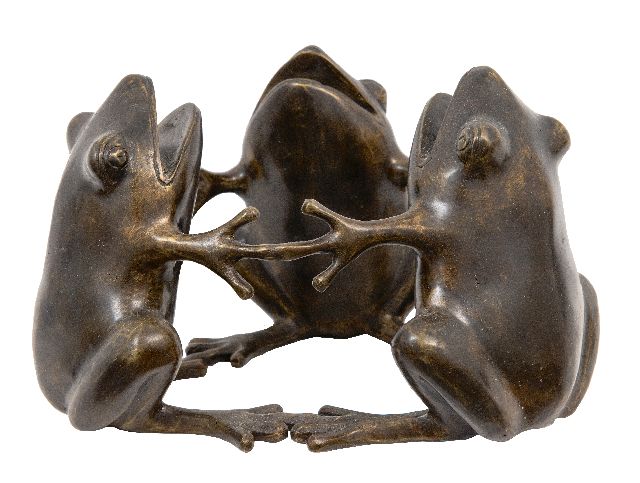 Onbekend 20e eeuw (1e helft)  | Three frogs, bronze 19.5 cm