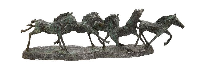 Bakker W.F.  | Wild Horses, bronze 48.0 x 150.0 cm, signed on the base and executed 1978