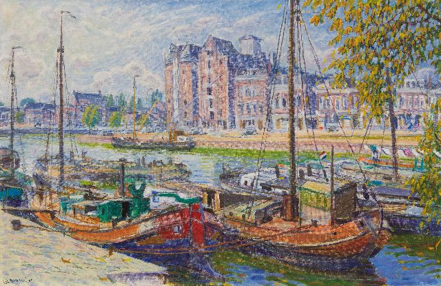 Johan Dijkstra | The Westerhaven in Groningen, oil on canvas, 60.1 x 92.0 cm, signed l.l. and dated '60
