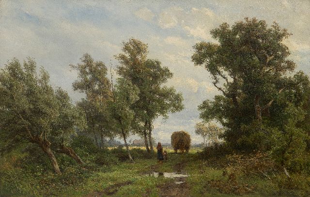 Borselen J.W. van | Homeward bound after haymaking, oil on canvas 45.0 x 70.3 cm, signed l.r.