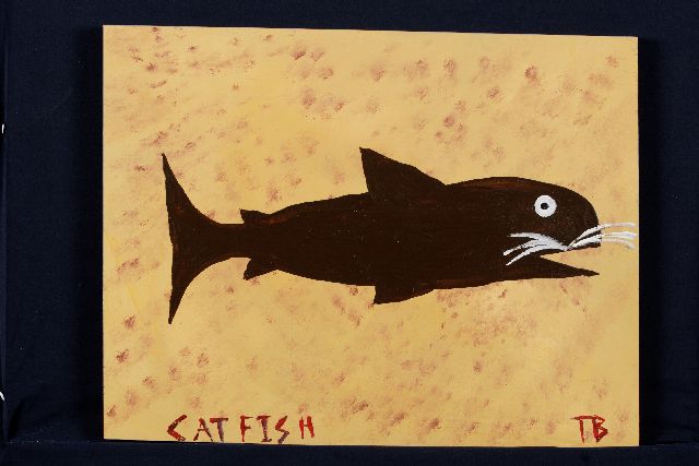Tim Brown | Catfish, acrylic on panel, 41.0 x 54.0 cm, signed l.r. with initials