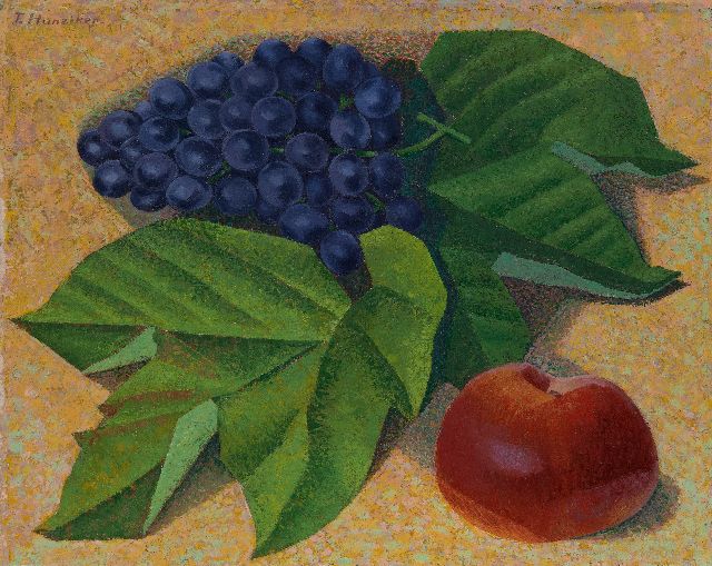 Hunziker F.  | Still life with grapes and apple, oil on canvas 40.4 x 50.4 cm, signed u.l. and executed ca. 1941