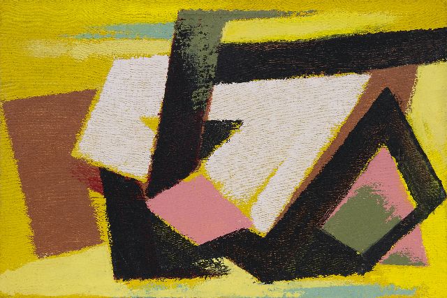 Hunziker F.  | Composition, oil on canvas 39.4 x 59.3 cm, executed 1950