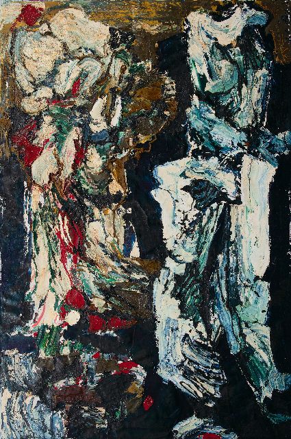 Hunziker F.  | 2 figures, oil on canvas 150.4 x 100.3 cm, signed on the reverse and executed 1962