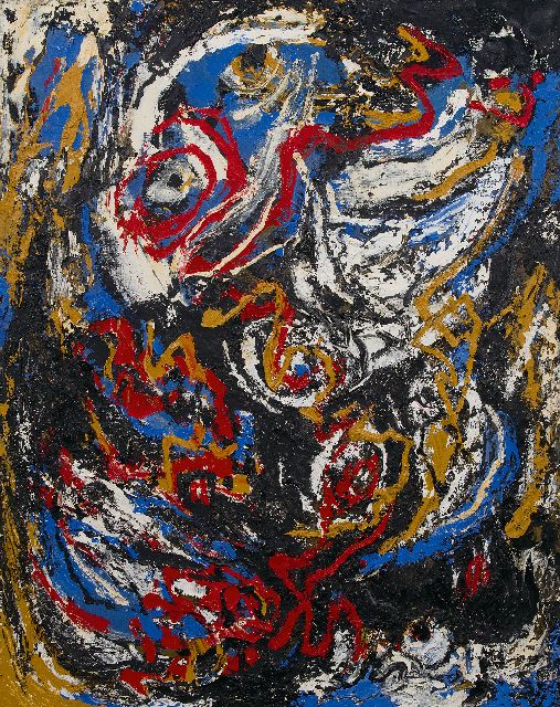 Frieda Hunziker | Compositie, olieverf op doek, 99,9 x 80,0 cm, te dateren 1963, zonder lijst