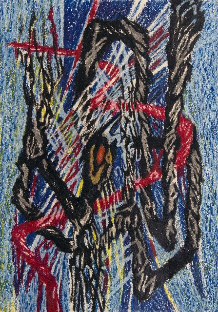 Frieda Hunziker | Composition, wax crayons on paper, 50.1 x 35.3 cm, signed on the reverse