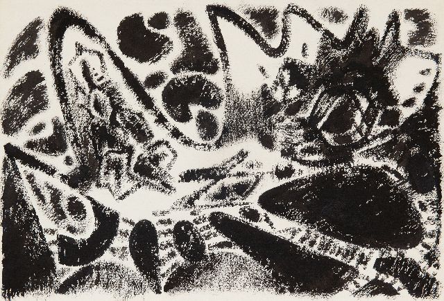 Hunziker F.  | Composition, pencil and gouache on paper 38.6 x 56.1 cm