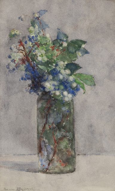 Herman Bogman jr. | Flowering branches in a vase, watercolour on paper, 49.5 x 30.5 cm, signed l.l.