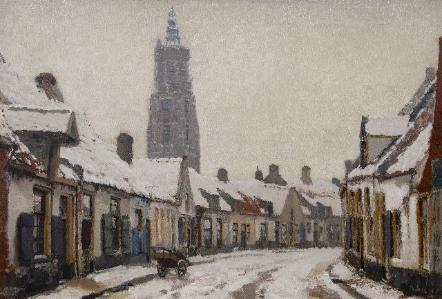 Reinier Sybrand Bakels | A winter view in Amersfoort with the Onze Lieve Vrouwetoren, oil on canvas, 91.8 x 131.8 cm, signed l.r. and painted ca. 1920