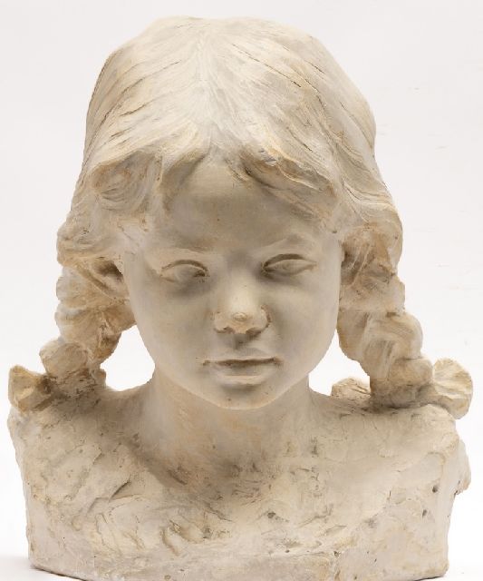Onbekend 20e eeuw (1e helft)  | Bust of a girl, plaster 35.7 x 26.3 cm