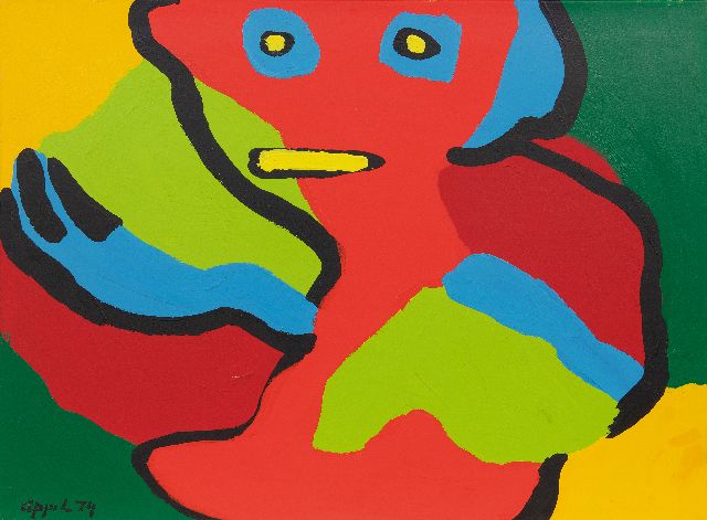Karel Appel | Asking again, acrylic on paper on canvas, 56.0 x 75.9 cm, signed l.l. and dated '74