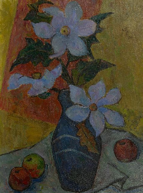 Feuerstein M.S.  | Vase with flowers, oil on canvas 80.2 x 59.9 cm, signed u.r. with monogram and dated '50